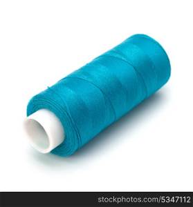 Blue spool of thread isolated on white background