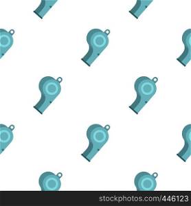 Blue sport whistle pattern seamless background in flat style repeat vector illustration. Blue sport whistle pattern seamless