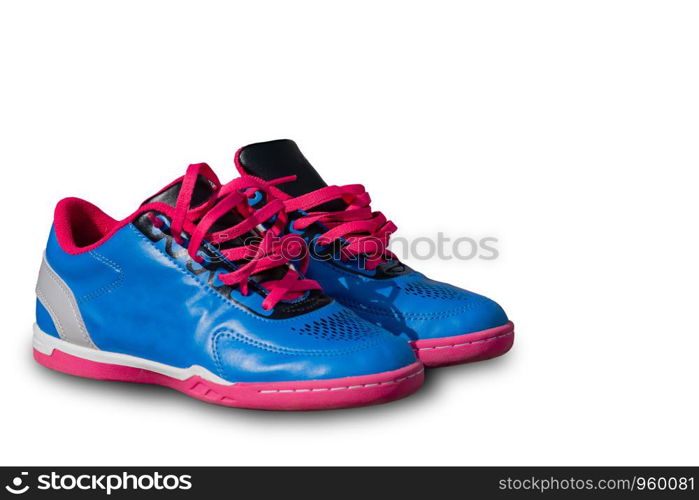 Blue sports shoes isolated from white background cliping part