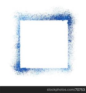 Blue sprayed stencil frame isolated on the white background. Raster illustration