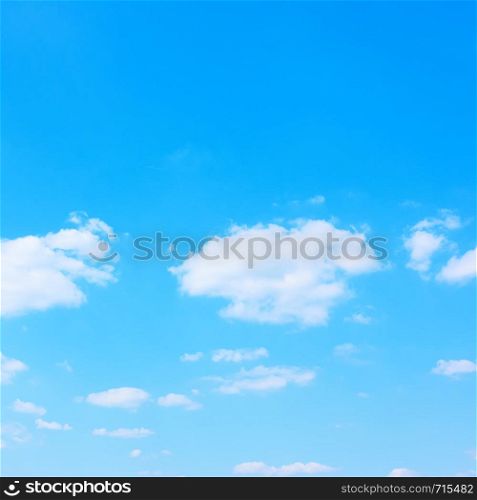 Blue spring sky and white clouds, may be used as background. Square cropping