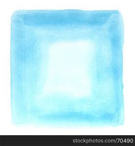 Blue square watercolor frame isolated on the white backgdound