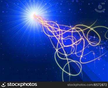 Blue Squiggles Background Showing Bright Rays And Pattern&#xA;