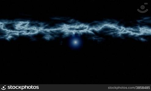 Blue star and slowly changing nebula
