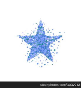 Blue Star Burst. Starry Pattern. Blue Star Burst Isolated on White Background. Starry Pattern