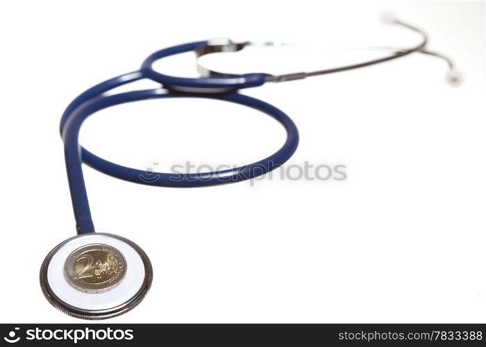 Blue stethoscope isolated on white background