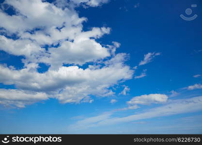 Blue summer sky in Mediterranean sea with white clouds