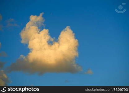 Blue summer sky white cumulus clouds background