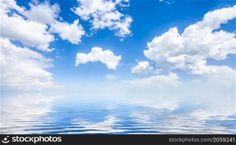 Blue sunny sea and cloudy blue sky. sea and cloudy blue sky