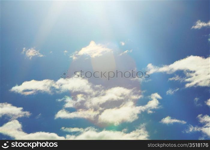 blue sunny sky close background