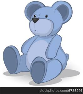 Blue Teddy bear vector illustration on white .