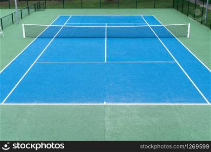Blue Tennis court on Outdoor. Sports background. Copy space