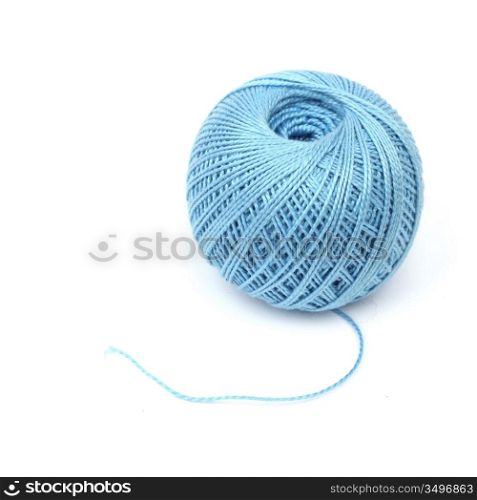 blue thread isolated on white background