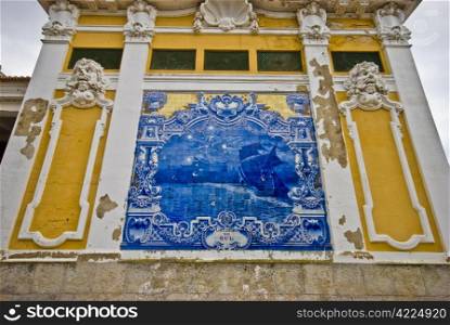 Blue tiles. beautiful old tiles at the Avenida da Liberdade in Lisbon