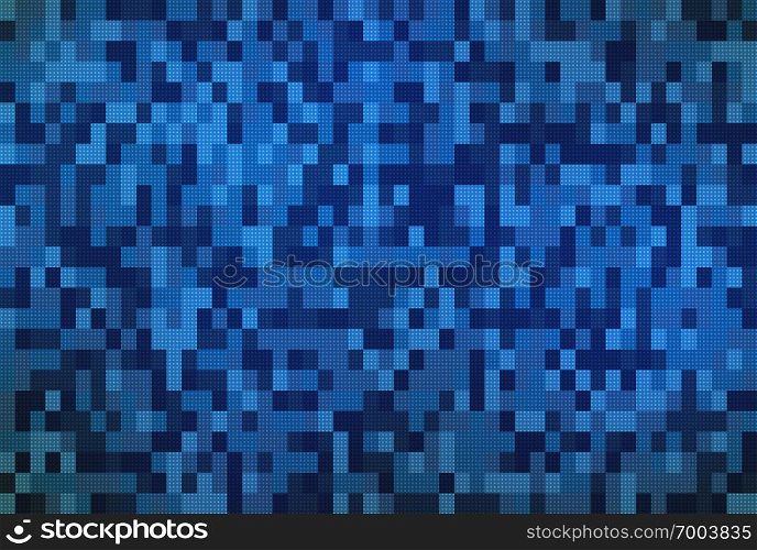 Blue tiles pattern texture. Computer screen on monitor background in technology concept. Abstract illustration
