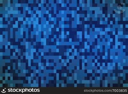Blue tiles pattern texture. Computer screen on monitor background in technology concept. Abstract illustration