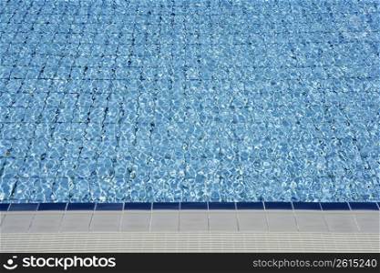 Blue tiles pool water waves perspective summer background