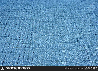 Blue tiles pool water waves perspective summer background