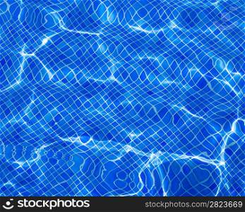 Blue tiles pool with ripple water reflection as a summer background