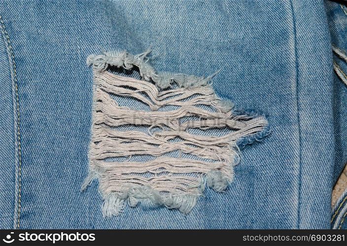 Blue torn jeans texture background