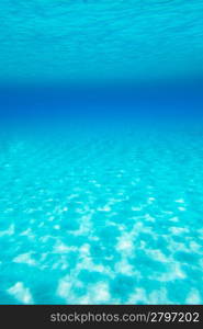 Blue turquoise underwater view of tropical beach transparent water