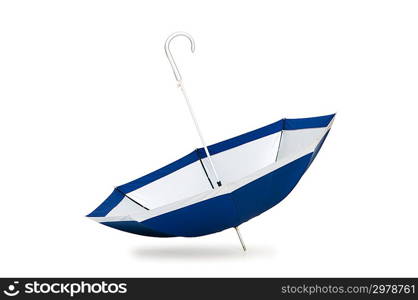 Blue umbrella isolated on the white background