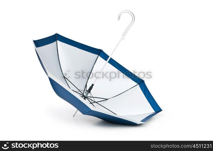 Blue umbrella isolated on the white background