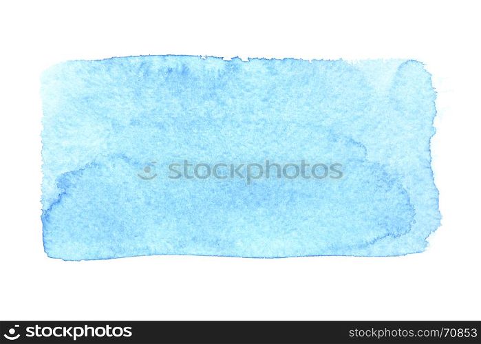 Blue uneven watercolor rectangle isolated over the white background