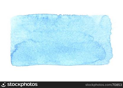 Blue uneven watercolor rectangle isolated over the white background