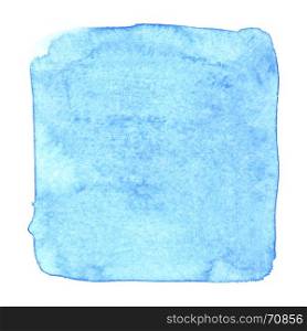Blue uneven watercolor square isolated over the white background
