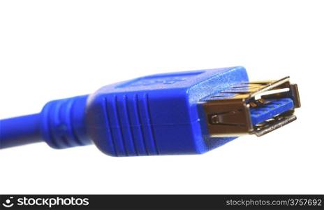 Blue USB cable isolated on white
