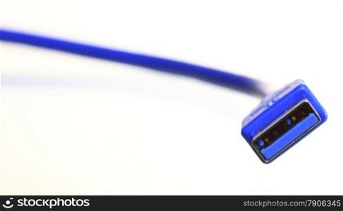 Blue USB cable isolated on white