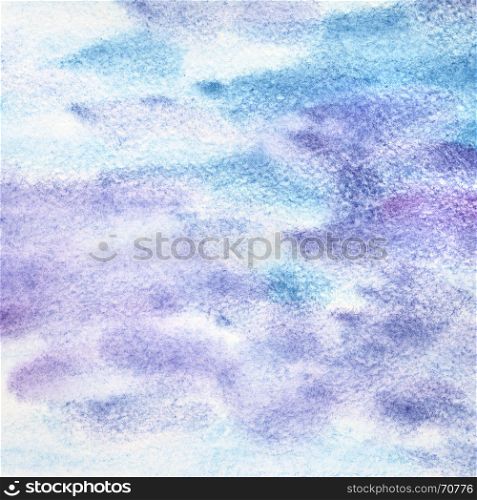 Blue violet watercolor abstract background with strokes