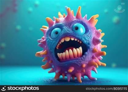 Blue virus character. Alien ugly. Generate Ai. Blue virus character. Generate Ai