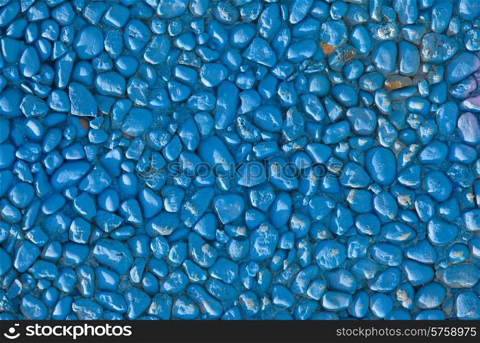 blue wall detail, made of small rocks