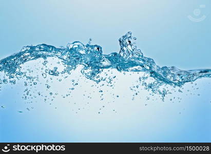 Blue water and air bubbles in the pool over white background with space for text