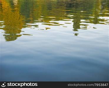 Blue water background. Blue water texture useful as a background with trees reflection