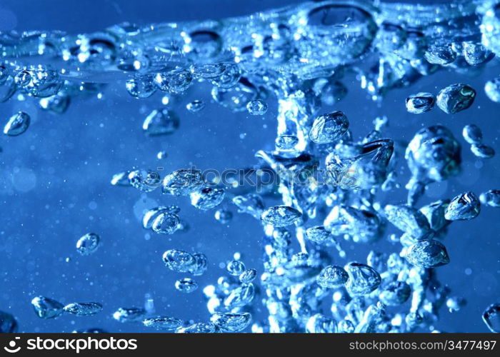 blue water bubbles macro close up