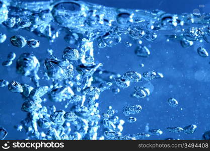 blue water bubbles macro close up