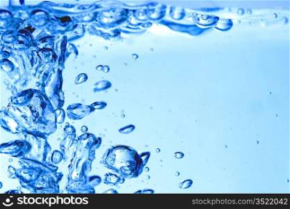 blue water bubbles macro close up