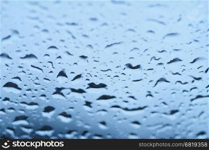 Blue Water Drops at Gradient Background, Covered with Water Drops, Water Drops on Glass, Condensation, Bubbles Background, Abstract Clean Blue Background, Close Up, Macro Photo, Selective Focus