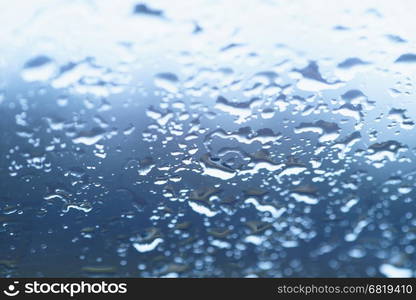 Blue Water Drops at Gradient Background, Covered with Water Drops, Water Drops on Glass, Condensation, Bubbles Background, Abstract Clean Blue Background, Close Up, Macro Photo, Selective Focus