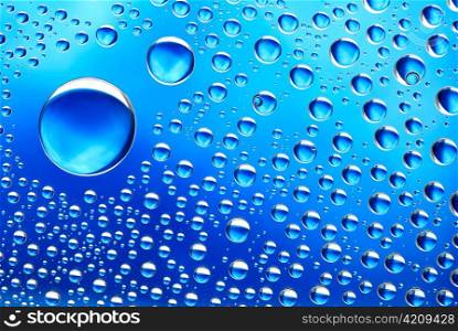 Blue water drops background