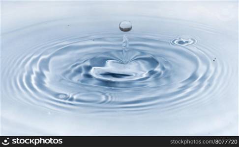 Blue water drops close up