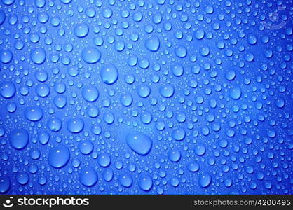 blue water drops on glass