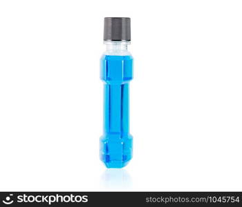 Blue water mouthwash isolate on over white background