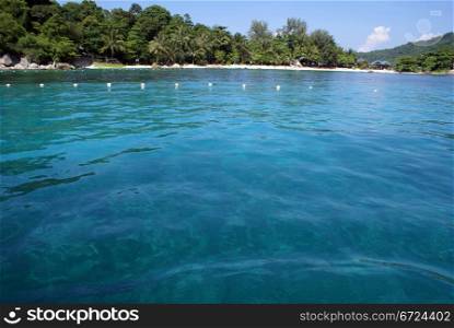 Blue water near Perhentian island near east coast of Malaysia
