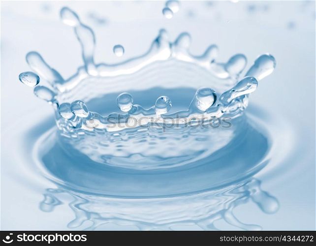 blue water splash crown shaped