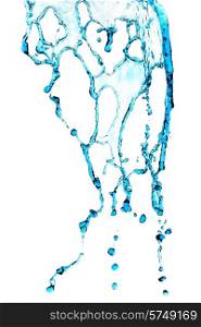 Blue water splash isolated on white background. Water splash