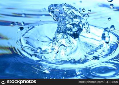 blue water splash macro close up